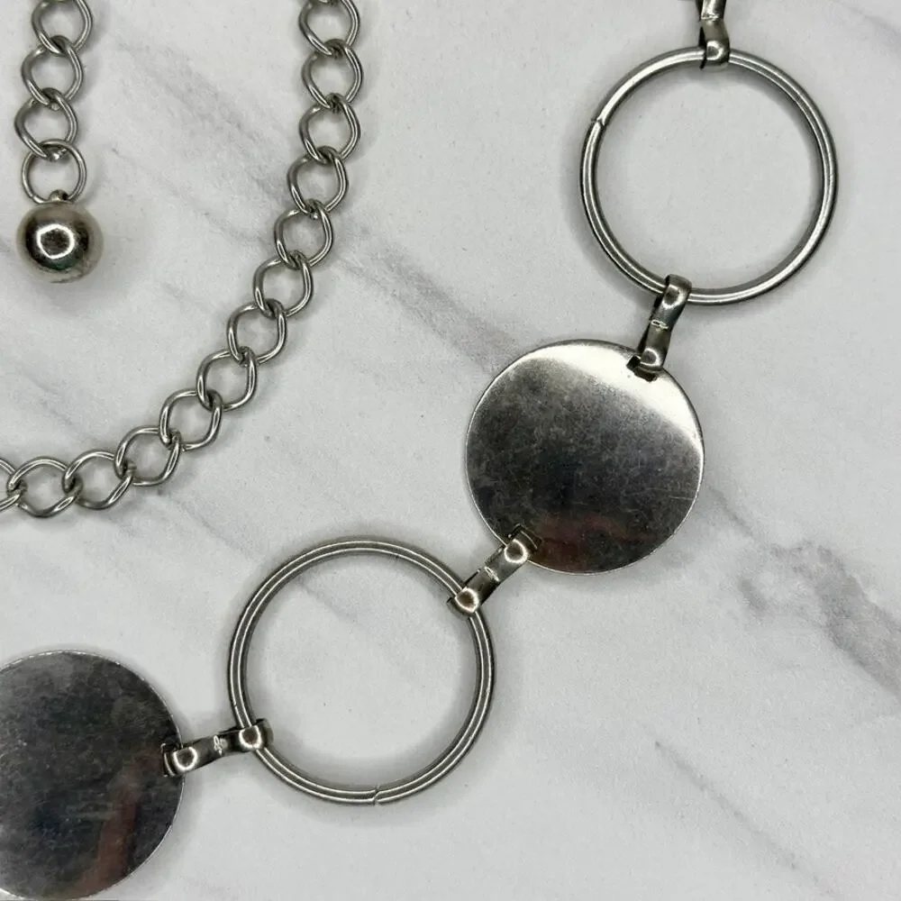 Silver Tone Disc Chain Link Belt One Size (OS) ✨
